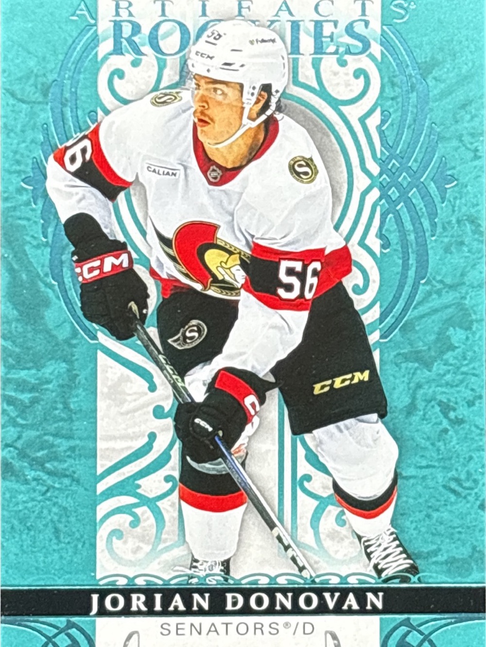 Upper Deck Artifacts Jorian Donovan Rookie Ottawa Senators Trading Card Aqua Blu